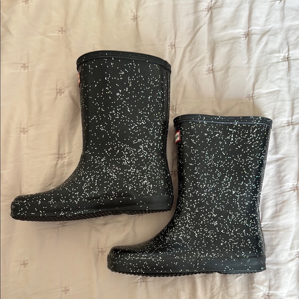 Hunter Black and White Rain & Snow Boots